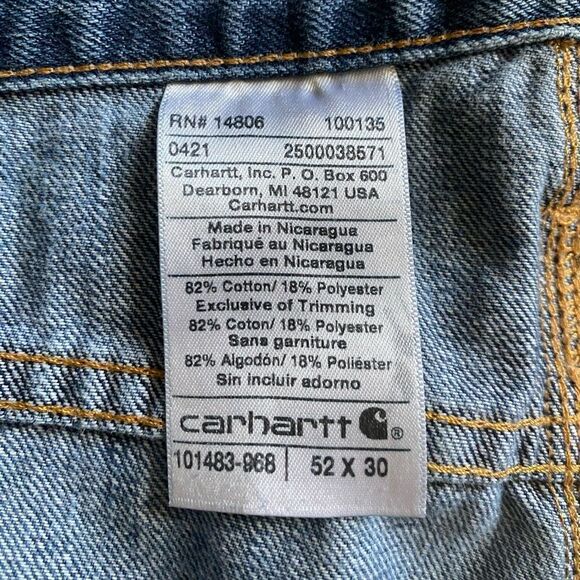 Carhartt Jeans Mens Plus Size 52x30 - Picture 9 of 9